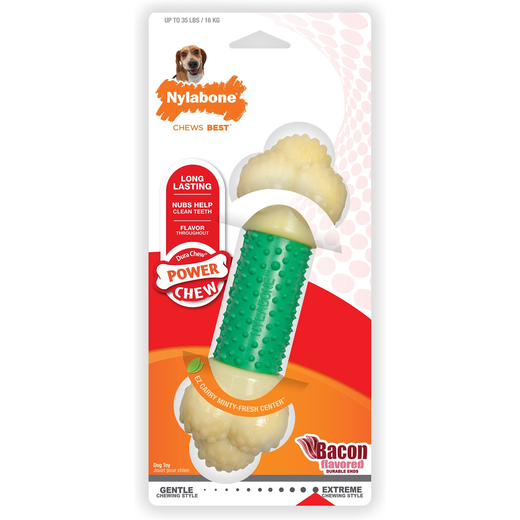 Nylabone DuraChew Double Action Chew Bacon Flavor Dog Toy, Medium