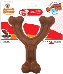 Nylabone Ergonomic Hold & Chew Wishbone Power Chew Durable Dog Toy Bison, Large