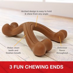 Nylabone Ergonomic Hold & Chew Wishbone Power Chew Durable Dog Toy Bison, Large slide 2 of 9