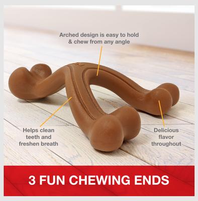 Show full view: Nylabone Ergonomic Hold & Chew Wishbone Power Chew Durable Dog Toy Bison, Small slide 3 of 13