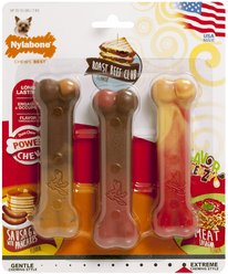 Nylabone Flavor Frenzy Power Chew Triple Pack Pancakes & Sausage, Roast Beef Club, & Lasagna, X-Small