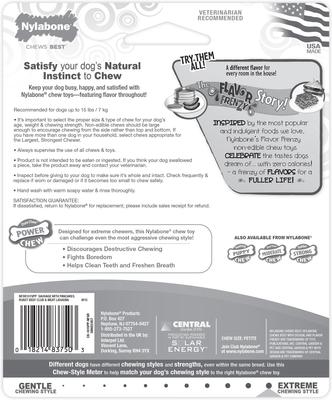 Show full view: Nylabone Flavor Frenzy Power Chew Triple Pack Pancakes & Sausage, Roast Beef Club, & Lasagna, X-Small slide 8 of 14