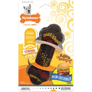Nylabone Flavor Frenzy Strong Chew Toy Dog Toy Bacon & Cheeseburger, Small 