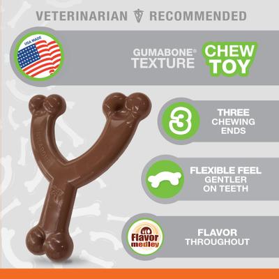 Show full view: Nylabone Flexi Wishbone Dog Chew Toy, Brown, Medley Flavor, Wolf/Medium slide 3 of 13