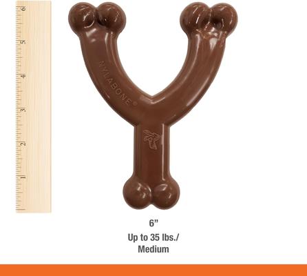 Show full view: Nylabone Flexi Wishbone Dog Chew Toy, Brown, Medley Flavor, Wolf/Medium slide 7 of 13