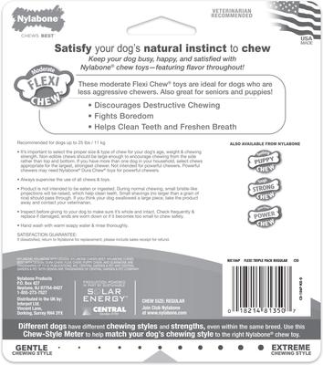Show full view: Nylabone FlexiChew Moderate Dog Chew Toys Triple Pack Variety, Small  slide 9 of 13