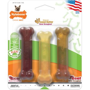 Nylabone FlexiChew Moderate Dog ChewToys, Triple Pack Variety, X-Small