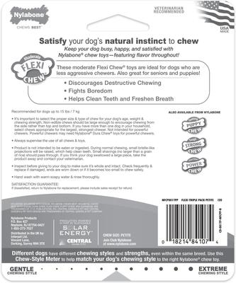 Show full view: Nylabone FlexiChew Moderate Dog ChewToys, Triple Pack Variety, X-Small slide 7 of 12