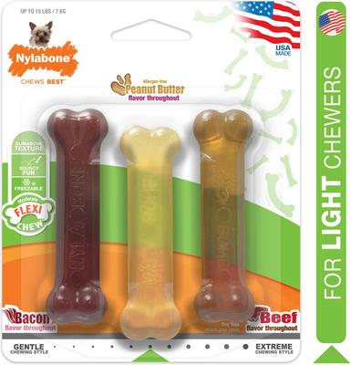 Show full view: Nylabone FlexiChew Moderate Dog ChewToys, Triple Pack Variety, X-Small slide 8 of 12