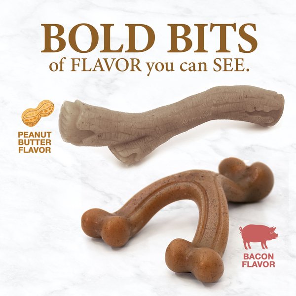 Nylabone Gourmet Style Strong Chew Dog Chew Toy Bundle, Bacon & Peanut Butter