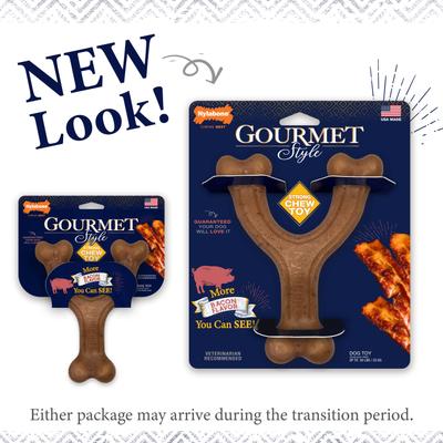 Show full view: Nylabone Gourmet Style Strong Chew Wishbone Bacon Dog Toy, Large slide 6 of 13