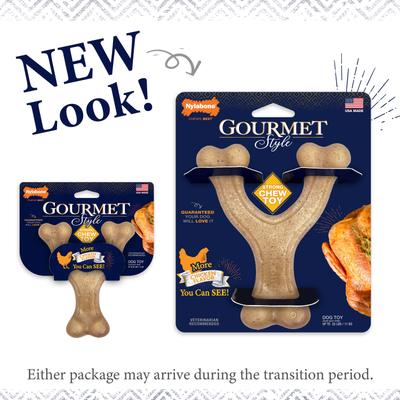 Show full view: Nylabone Gourmet Style Strong Chew Wishbone Dog Chew Toy, Chicken, Small/Regular slide 6 of 13