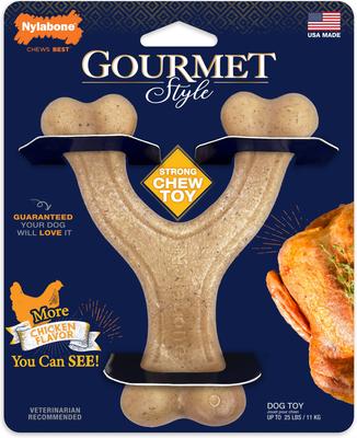 Show full view: Nylabone Gourmet Style Strong Chew Wishbone Dog Chew Toy, Chicken, Small/Regular slide 7 of 13