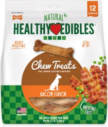 Nylabone Healthy Edibles All-Natural Long Lasting Bacon Dog Chew Treats, Medium, 12 count
