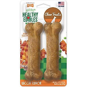 Nylabone Healthy Edibles All-Natural Long Lasting Bacon Dog Chew Treats, Medium, 2 count
