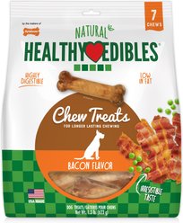 Nylabone Healthy Edibles All-Natural Long Lasting Bacon Dog Chew Treats, Medium, 7 count
