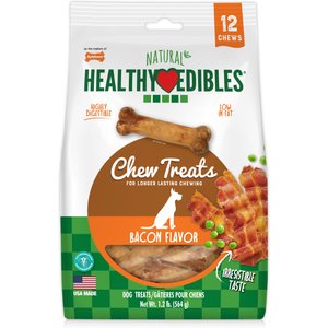 Nylabone Healthy Edibles All-Natural Long Lasting Bacon Dog Chew Treats, Small, 12 count