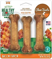 Nylabone Healthy Edibles All-Natural Long Lasting Bacon Dog Chew Treats, Small, 3 count
