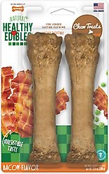 Nylabone Healthy Edibles All-Natural Long Lasting Bacon Dog Chew Treats, Souper, 8-inch, 2 count