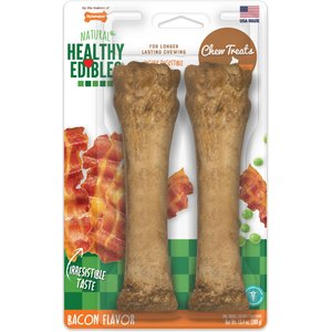 Nylabone Healthy Edibles All-Natural Long Lasting Bacon Dog Chew Treats, Souper, 8-inch, 2 count