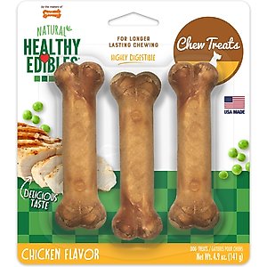 Nylabone Healthy Edibles All-Natural Long Lasting Chicken Dog Chew Treats Small, 3 count