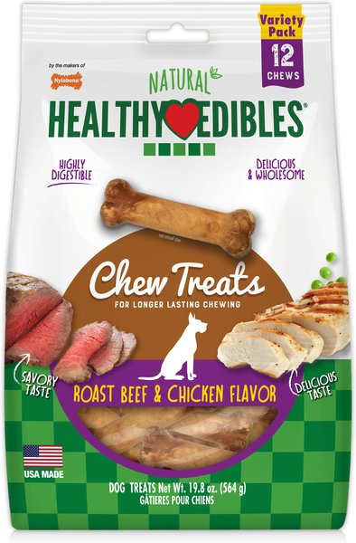 Nylabone Healthy Edibles All-Natural Long Lasting Dog Chew Treats, Roast Beef & Chicken
