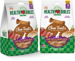 Nylabone Healthy Edibles All-Natural Long Lasting Dog Chew Treats, Roast Beef & Chicken, Small, 24 count