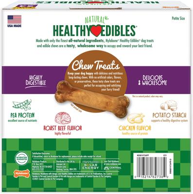 Show full view: Nylabone Healthy Edibles All-Natural Long Lasting Dog Chew Treats, Roast Beef & Chicken, X-Small, 34 count slide 9 of 12