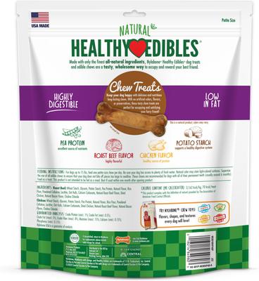 Show full view: Nylabone Healthy Edibles All-Natural Long Lasting Dog Chew Treats, Roast Beef & Chicken, X-Small, 48 count slide 10 of 13