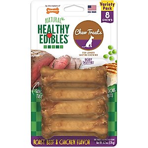 Nylabone Healthy Edibles All-Natural Long Lasting Dog Chew Treats, Roast Beef & Chicken, X-Small, 8 count
