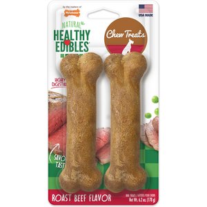 Nylabone Healthy Edibles All-Natural Long Lasting Roast Beef Dog Chew Treats, Medium, 2 count