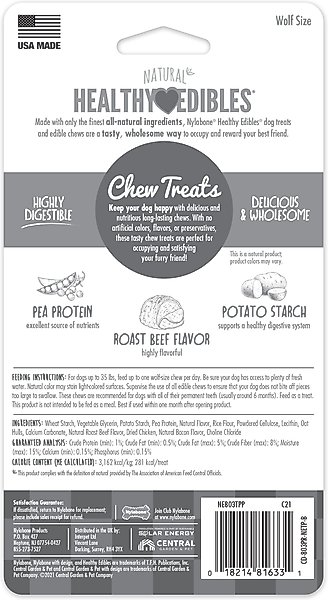 Show full view: Nylabone Healthy Edibles All-Natural Long Lasting Roast Beef Dog Chew Treats, Medium, 2 count slide 10 of 13
