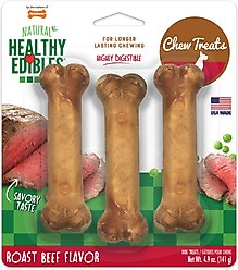 Nylabone Healthy Edibles All-Natural Long Lasting Roast Beef Dog Chew Treats, Small, 3 count