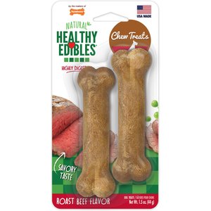 Nylabone Healthy Edibles All-Natural Long Lasting Roast Beef Dog Chew Treats, X-Small, 2 count
