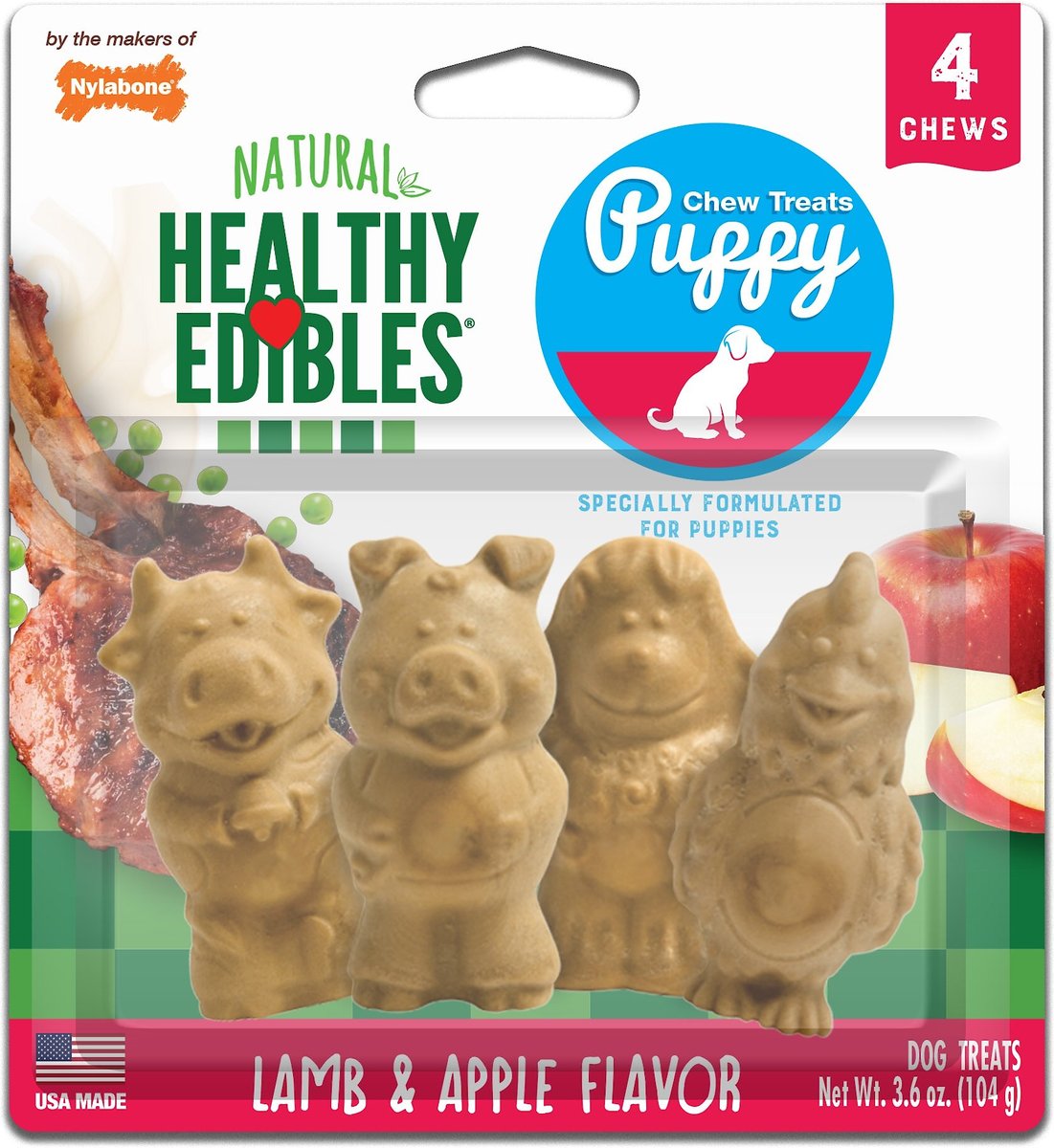 Nylabone Healthy Edibles Lamb & Apple Junior Puppy Bone Treats