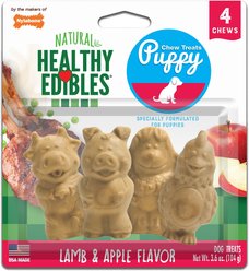 Nylabone Healthy Edibles Long Lasting Puppy Lamb & Apple Flavor Dog Bone Treats, Small, 4 count
