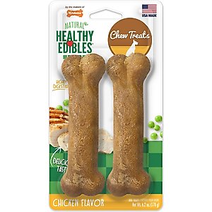 Nylabone Healthy Edibles Longer Lasting Chicken Flavor Dog Bone Treats, Medium, 2 count