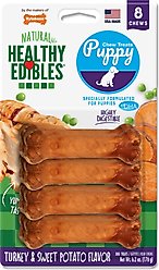 Nylabone Healthy Edibles Longer Lasting Puppy Turkey & Sweet Potato Flavor Dog Bone Treats, Small, 8 count