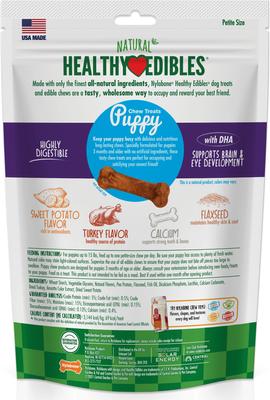 Show full view: Nylabone Healthy Edibles Longer Lasting Puppy Turkey & Sweet Potato Flavor Dog Bone Treats, X-Small, 16 count slide 9 of 12