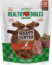 Nylabone Healthy Edibles Meaty Center Beef Small Natural Dog Treats, 12 count