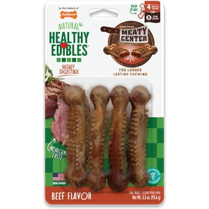Nylabone Healthy Edibles Meaty Center Beef Small Natural Dog Treats, 4 count