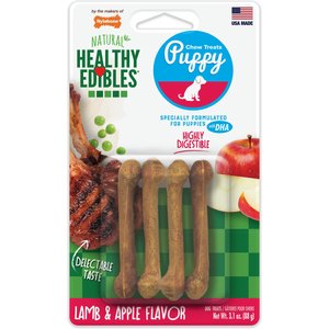 Nylabone Healthy Edibles Puppy Natural Lamb & Apple Long Lasting Dog Chew Treats, X-Small, 4 Count