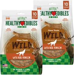 Nylabone Healthy Edibles WILD Antler Natural Long Lasting Venison Dog Chew Treats, 20 count