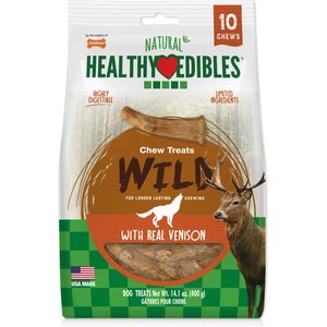 Nylabone Healthy Edibles WILD Antler Natural Long Lasting Venison Dog Chew Treats, Medium, 10 count