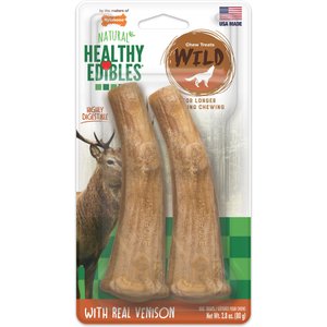 Nylabone Healthy Edibles WILD Antler Natural Long Lasting Venison Dog Chew Treats, Medium, 2 count