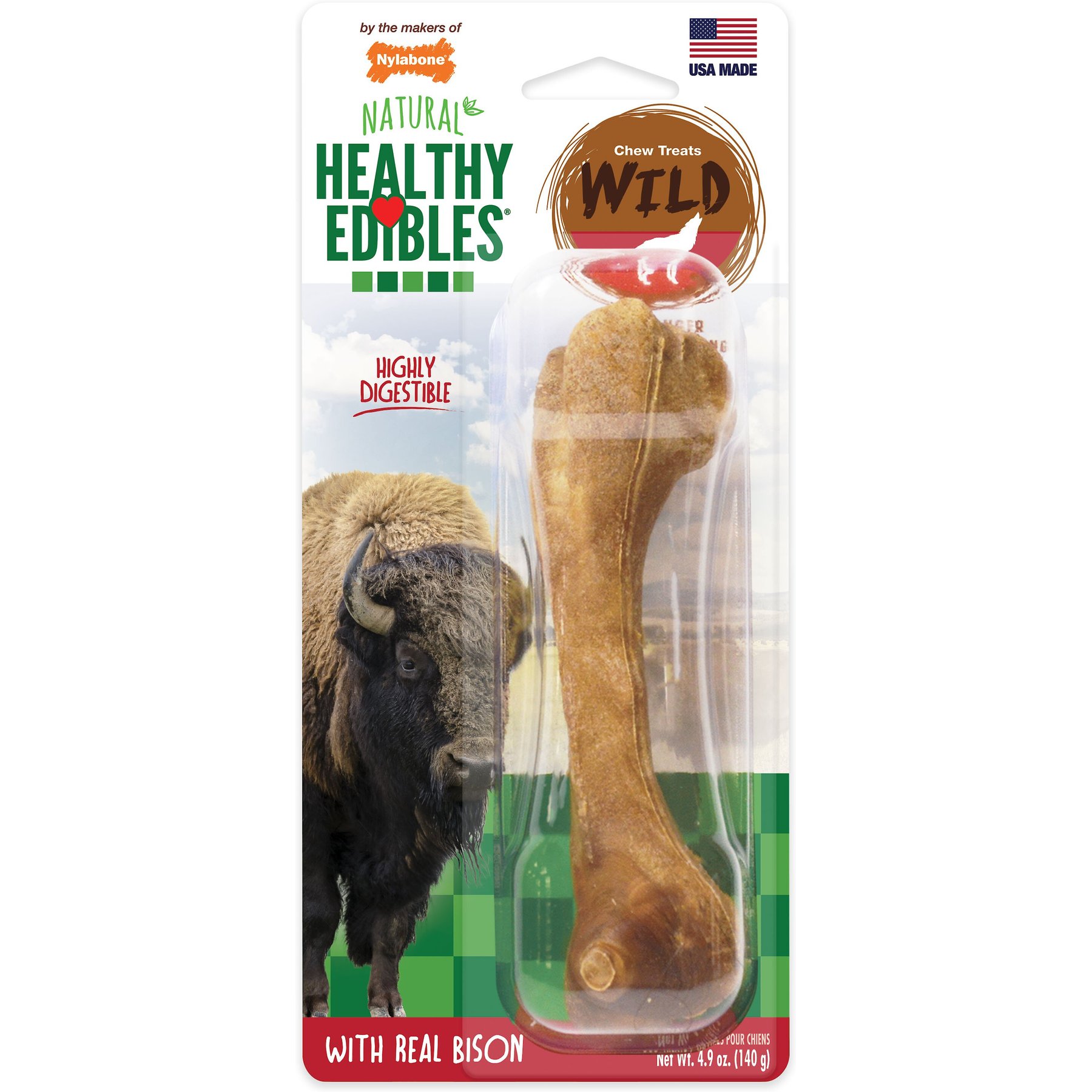 Nylabone Natural Healthy Edibles Wild Bison Large Dog Treat, 1 count