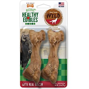 Nylabone Healthy Edibles WILD Natural Long Lasting Bison Dog Chew Treat, Medium, 2 count