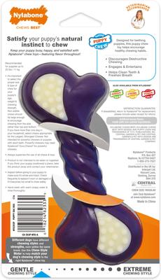 Show full view: Nylabone Just for Puppies Double Action Bone Puppy Dog Teething Chew Toy Bacon Blue, Small  slide 7 of 12