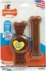 Nylabone Just for Puppies Teething Chew Ring Chicken Dog Bone, Medium, 2 count