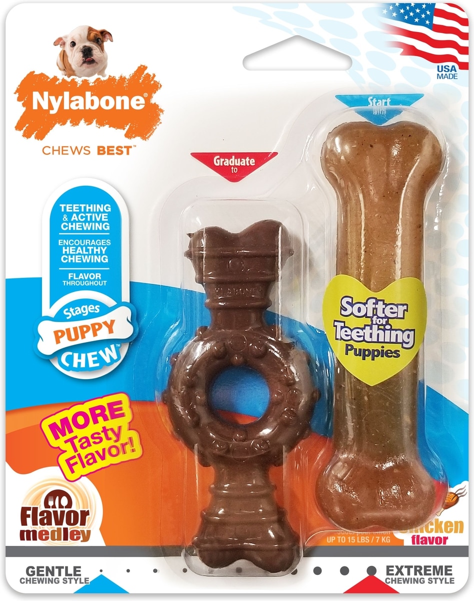 NYLABONE Just for Puppies Teething Chew Ring Flavor Medley